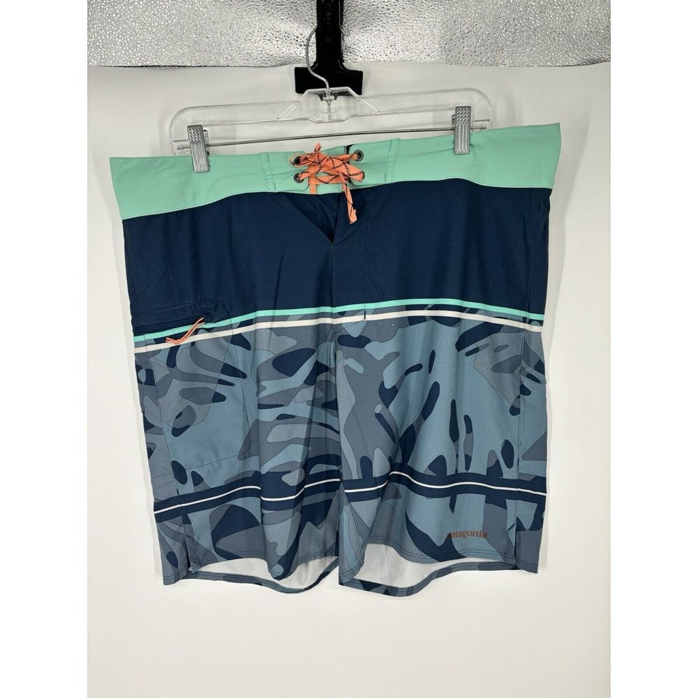 Patagonia Stretch Planing Board Shorts Zip Pocket Drawstring Camo‎ 9" Inseam 36